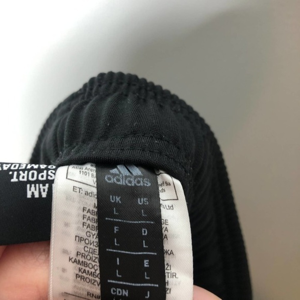Adidas black white striped athletic pants - Picture 6 of 7